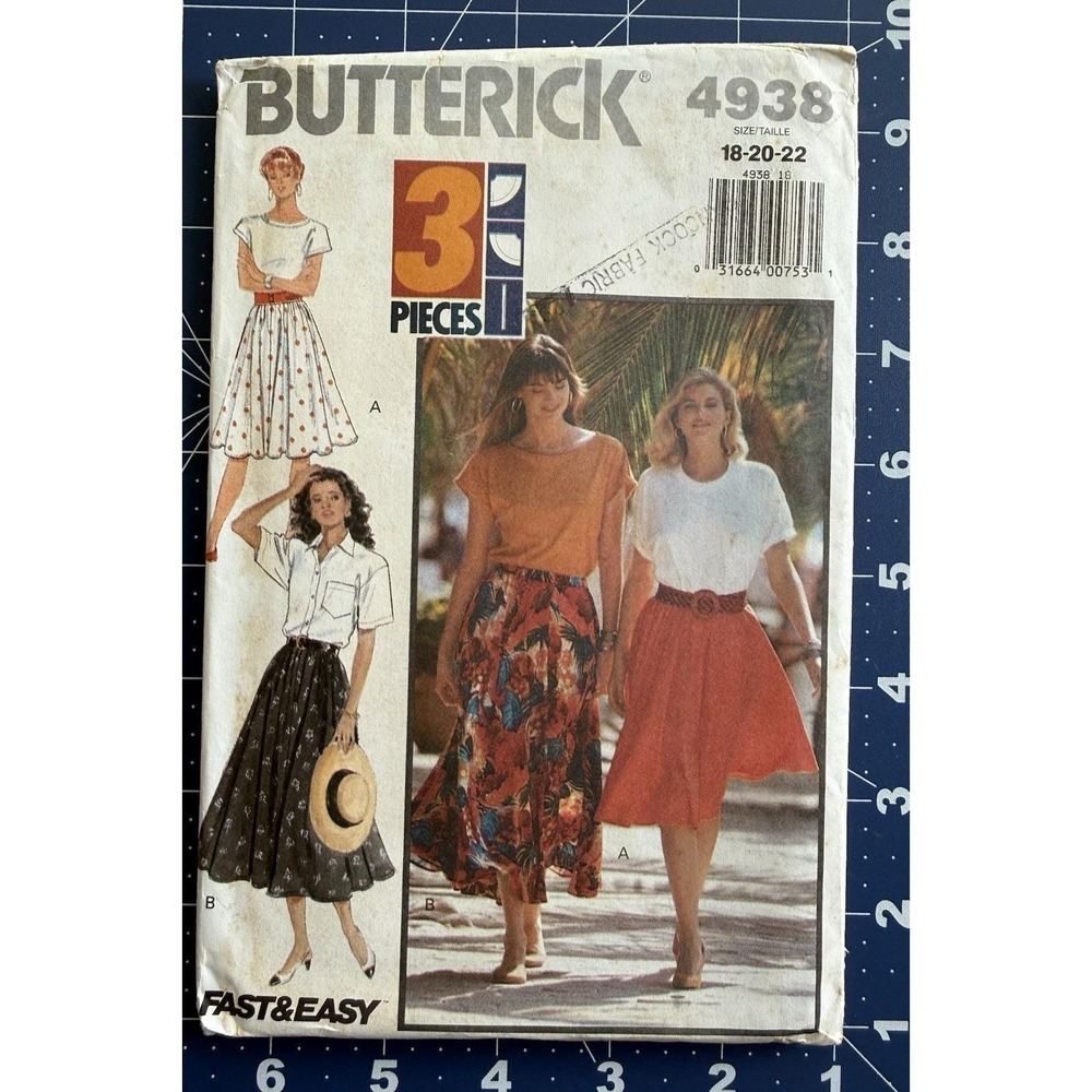 Butterick Fast & Easy Pattern 4938 Misses' Circular Skirt Size 18-22 Uncut FF